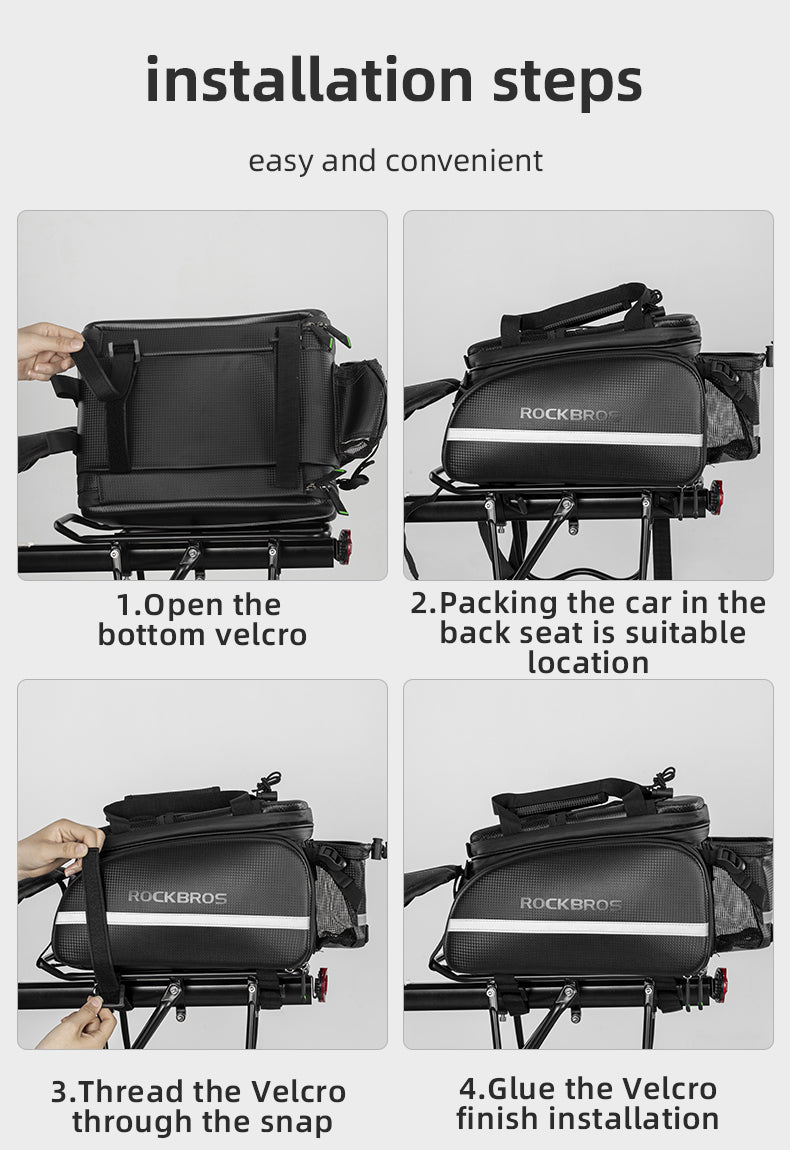 ROCKBROS 34L Expandable Bike Rack Bag: Waterproof & Multifunctional