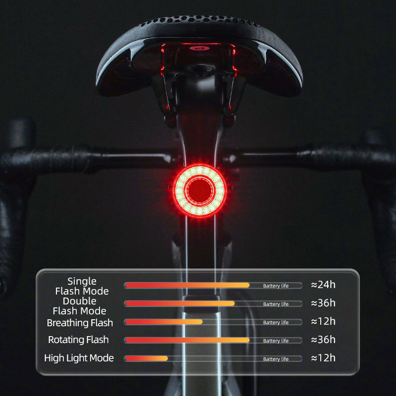 ROCKBROS Upgraded Smart Bicycle Brake Light USB-C Rechargeable IPX7 Waterproof Cycling Rear Light