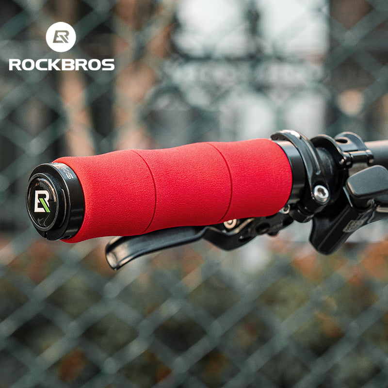 ROCKBROS Bike Grips Shock Absorption Foam Bike Handle Grips Soft Comfortable Non-Slip Double Locked on
