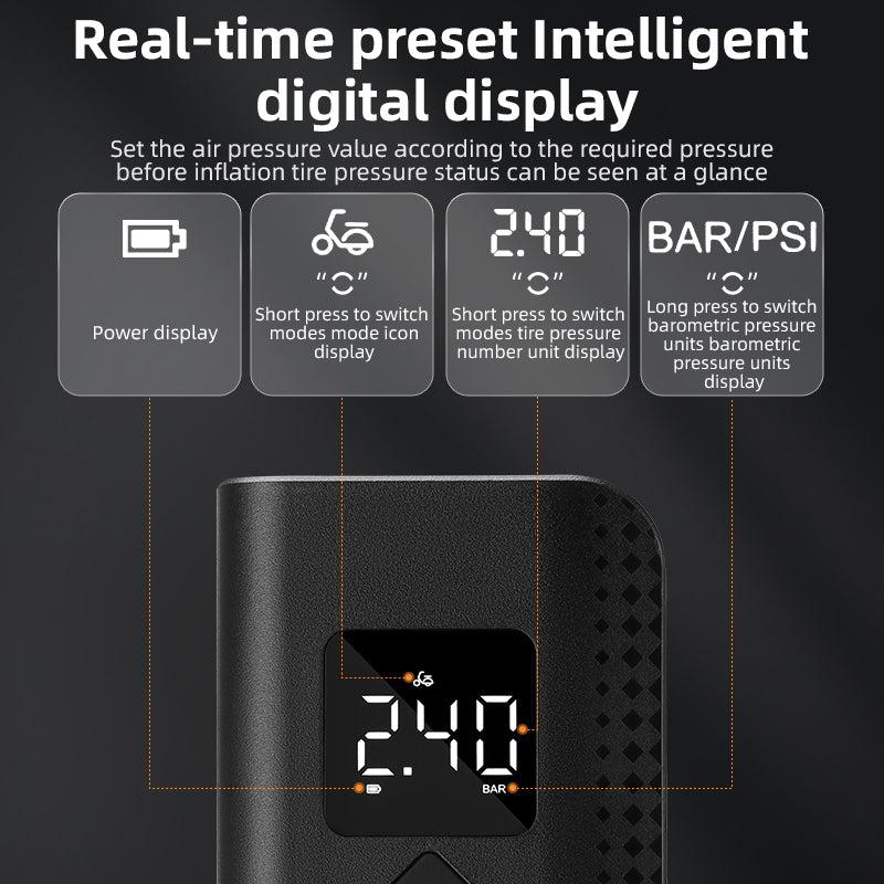 ROCKBROS Electric Bike Pump with Intelligent Digital Display
