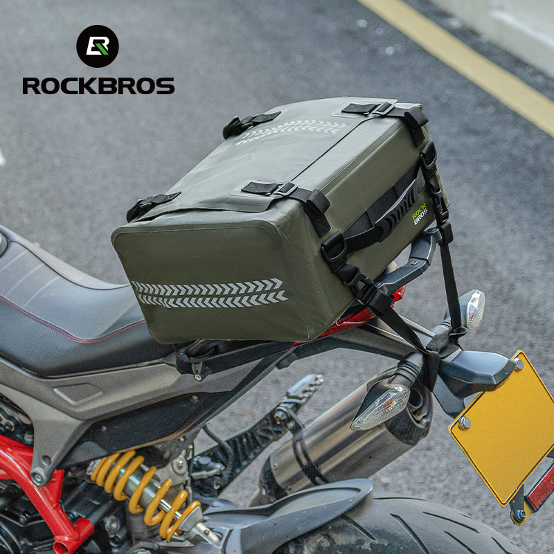 Motorcycle Seat Bag Luggage Pannier Dry Bag Tail Bag Waterproof 30L Universal MotorBike Bag Army Green