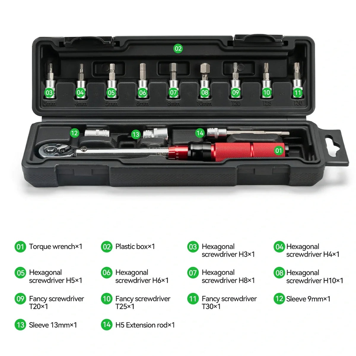 1/4 Torque 2–24Nm Micrometer Click Torque Wrench, 72-Tooth Gear Professional Precision ±3%High Accuracy