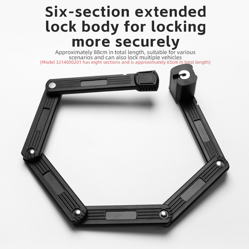 ROCKBROS MTB Road Bike Lock Key Folding Lock E-Bike Motorcycle Steel Lock Portable Antirust Anti-theft