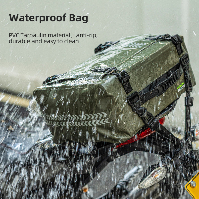 Motorcycle Seat Bag Luggage Pannier Dry Bag Tail Bag Waterproof 30L Universal MotorBike Bag Army Green