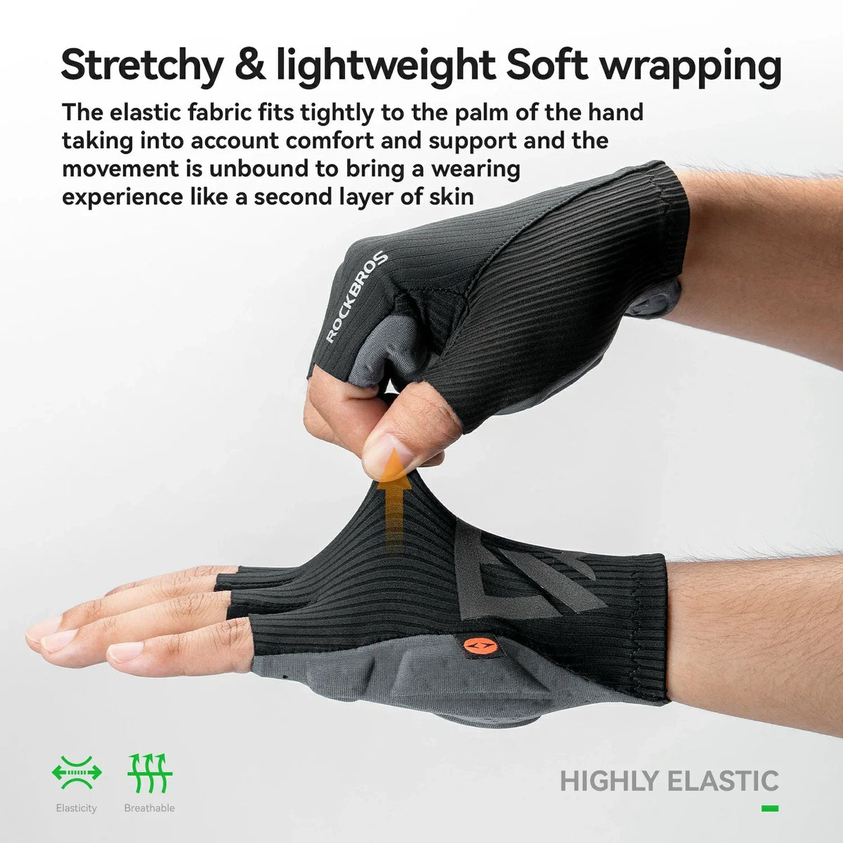 ROCKBROS Elastic Interface® Half-Finger Gel Padded Cycling Bike Gloves