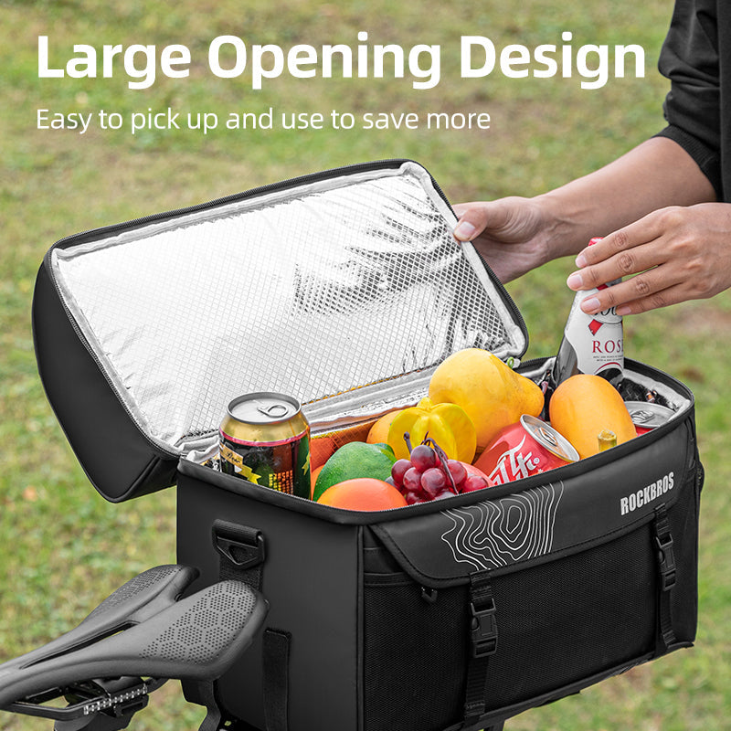 ROCKBROS 11L Insulated Bike Trunk Cooler Bag - Rear Rack Pannier, Commuter Bag