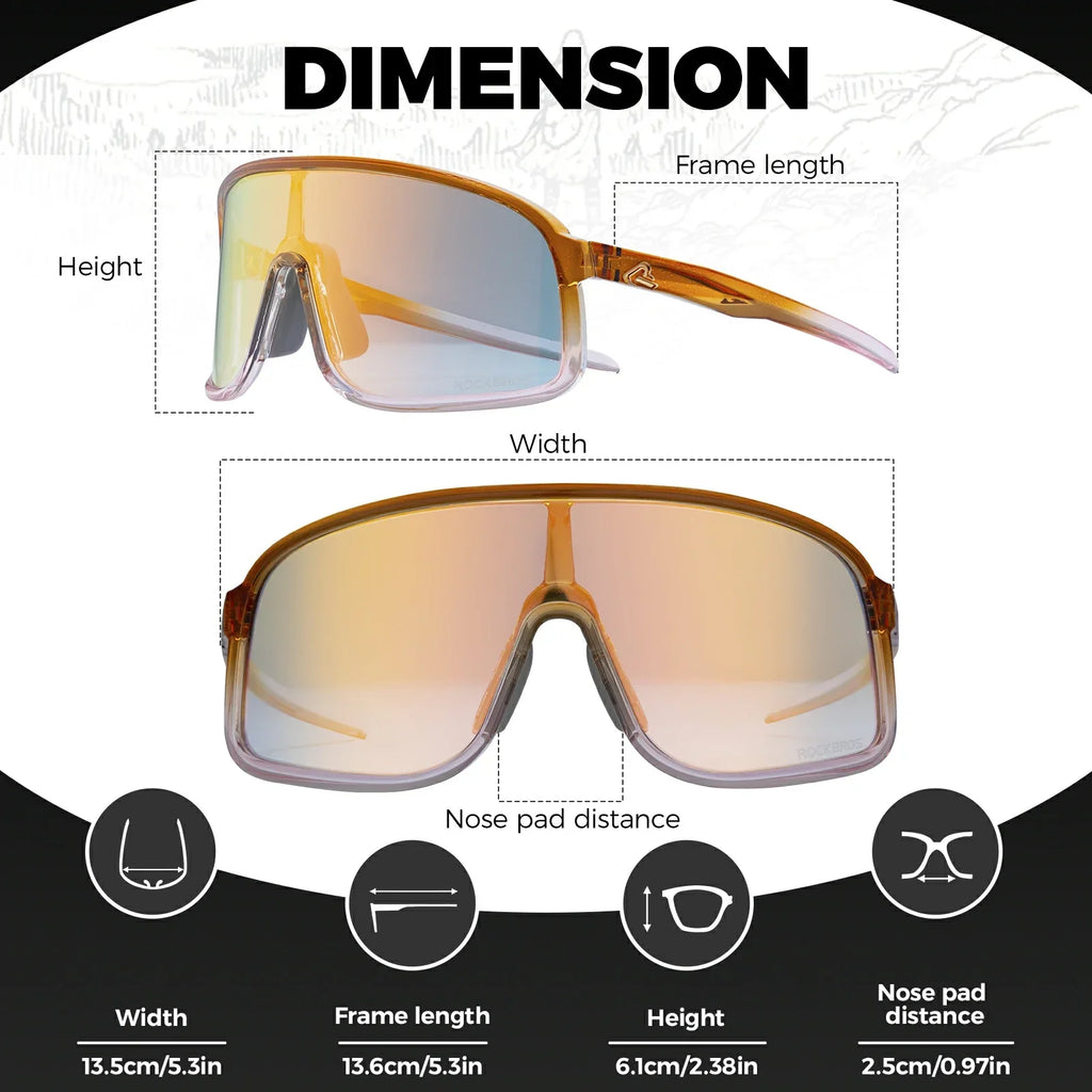ROCKBROS Cycling Sunglasses Photochromic Polarized Sports Glasses UV400 Unisex