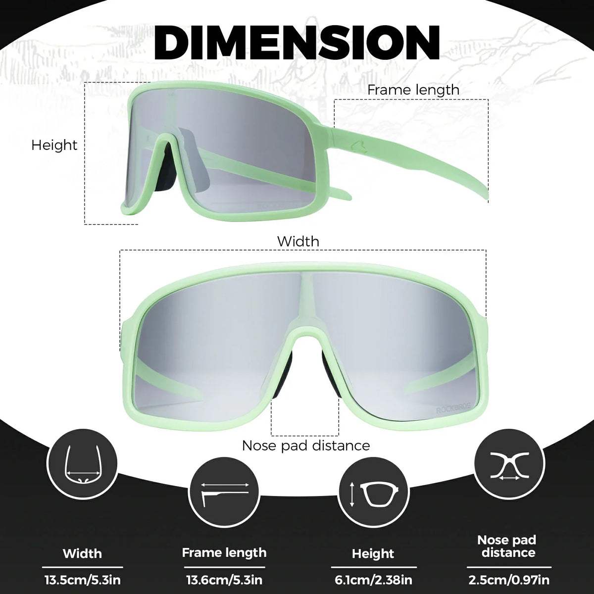 ROCKBROS Cycling Sunglasses Photochromic Polarized Sports Glasses UV400 Unisex