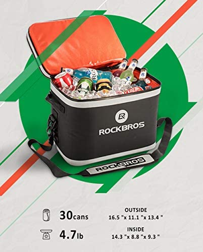 ROCKBROS Portable Soft Cooler Bag 30 CAN Insulated Leak Proof Soft Pack Coolers