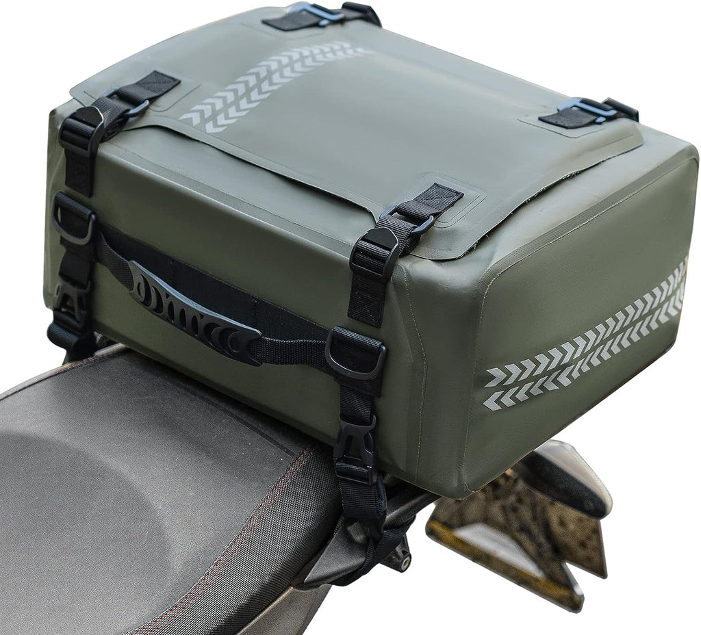 Motorcycle Seat Bag Luggage Pannier Dry Bag Tail Bag Waterproof 30L Universal MotorBike Bag Army Green