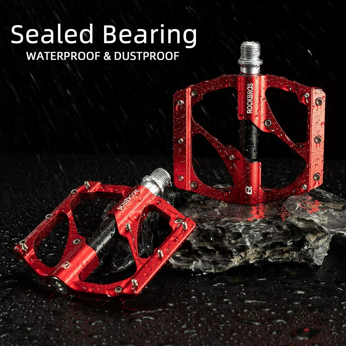 ROCKBROS Super Lightweight Bike Pedals in Black or Red (Pair)