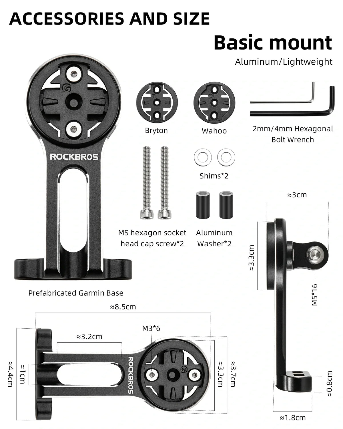 Bike Computer Mount Out-Front Aluminum Integrated