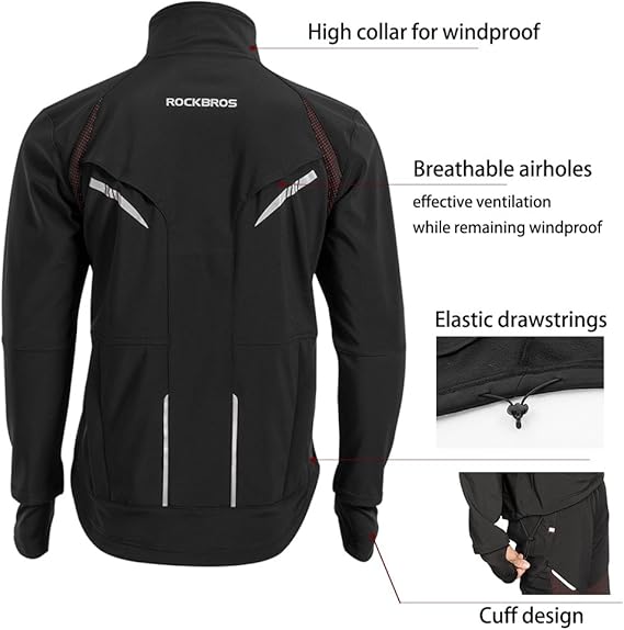 ROCKBROS Cycling Jackets Thermal Windproof Jacket for Men Cold Weather