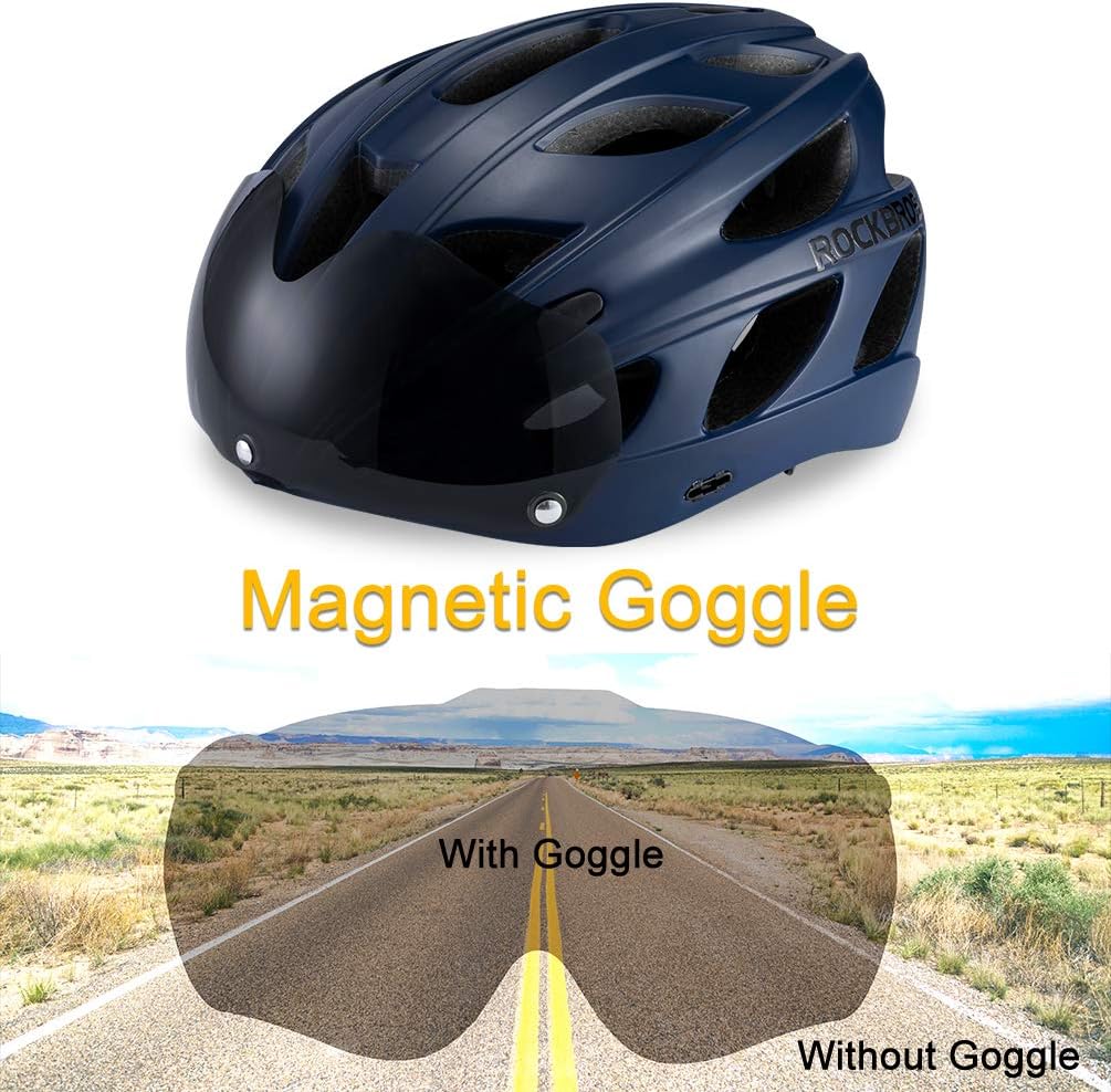 ROCKBROS Lightweight Cycling Helmet with Removable Goggles  Sun Visor
