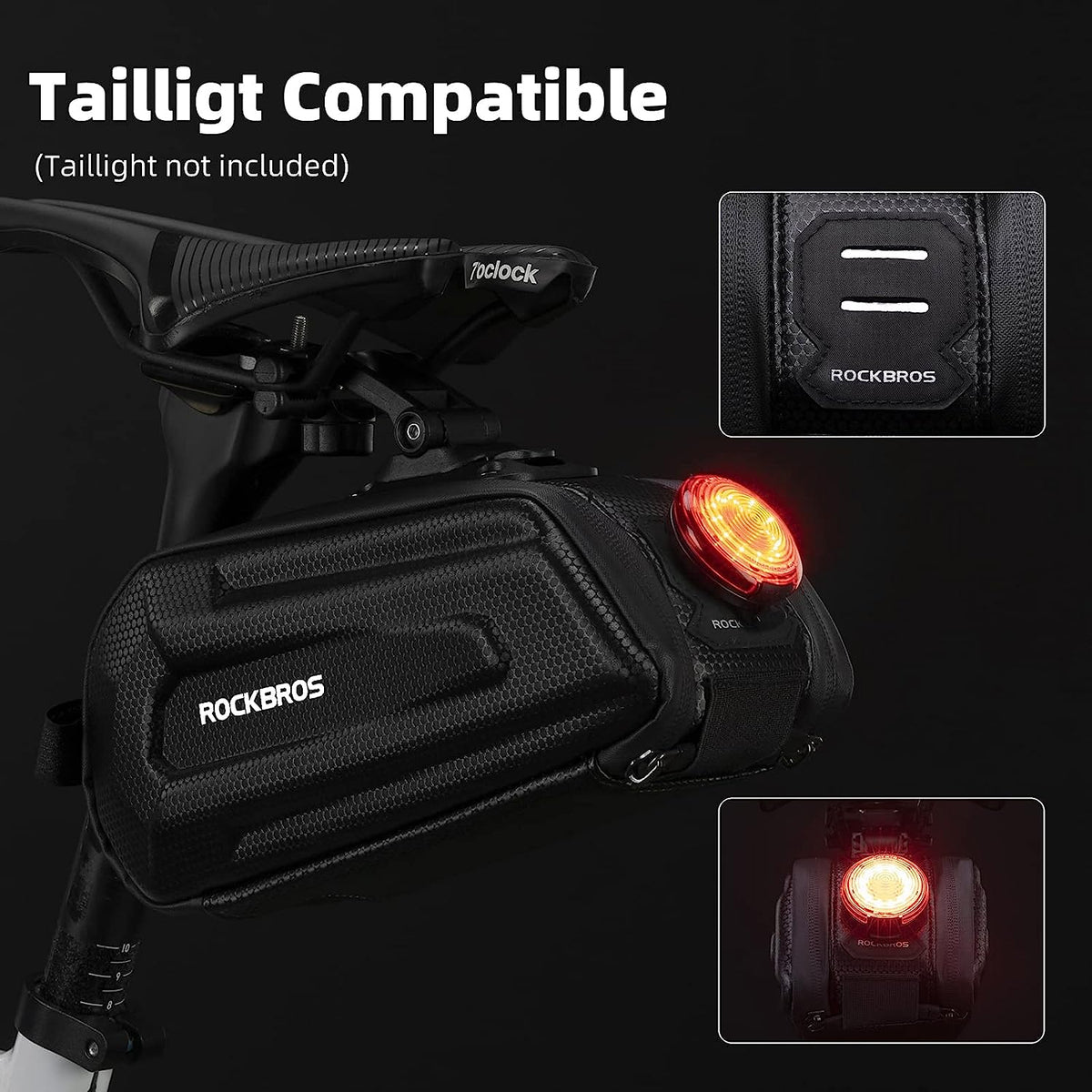 ROCKBROS Bike Saddle Bag Under Seat 3D Hard Shell Quick Release 1.7L