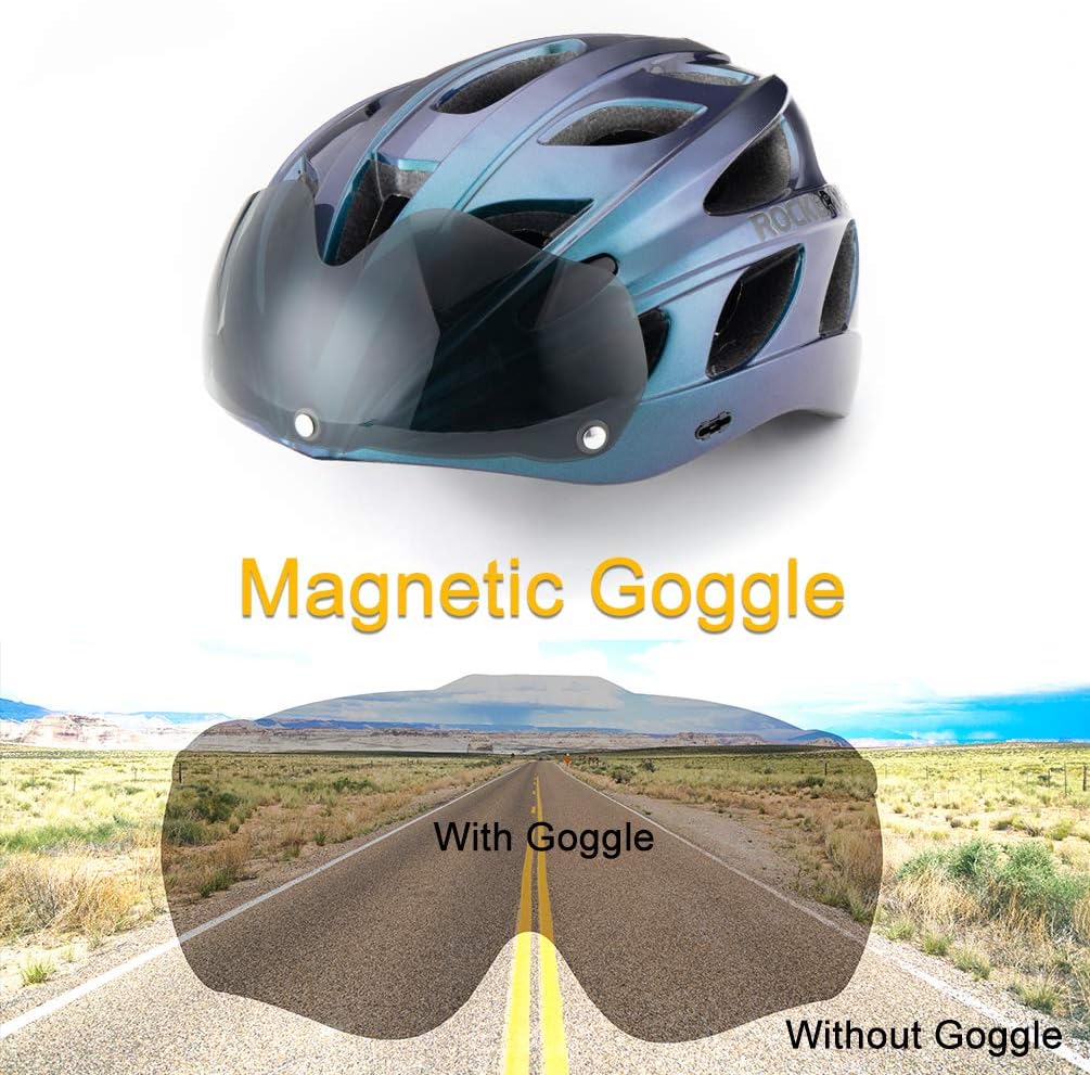 ROCKBROS Lightweight Cycling Helmet with Removable Goggles  Sun Visor