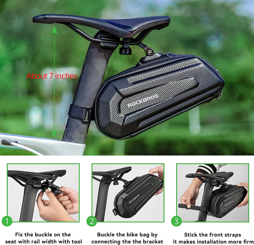 ROCKBROS Bike Saddle Bag Under Seat 3D Hard Shell Quick Release 1.7L