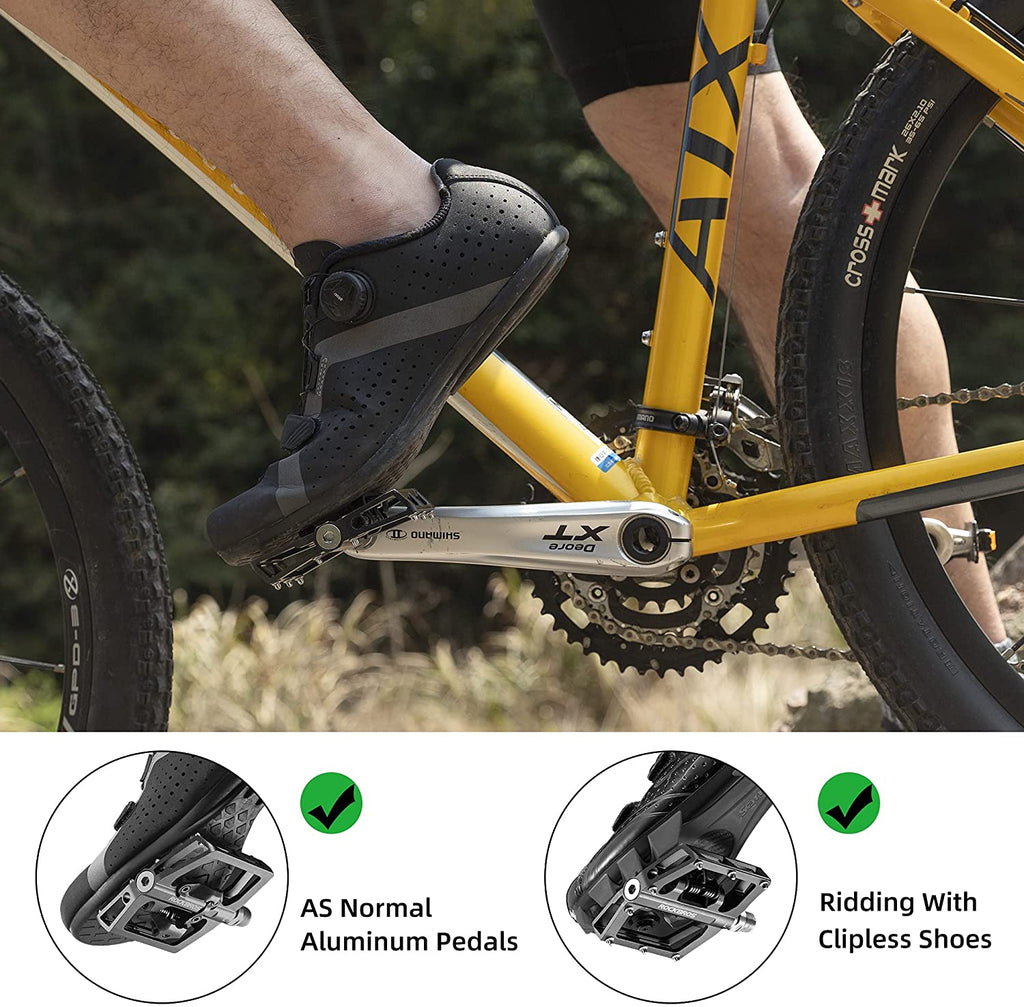 Multi-Function Clipless Flat Bike Pedals in Black (Pair)