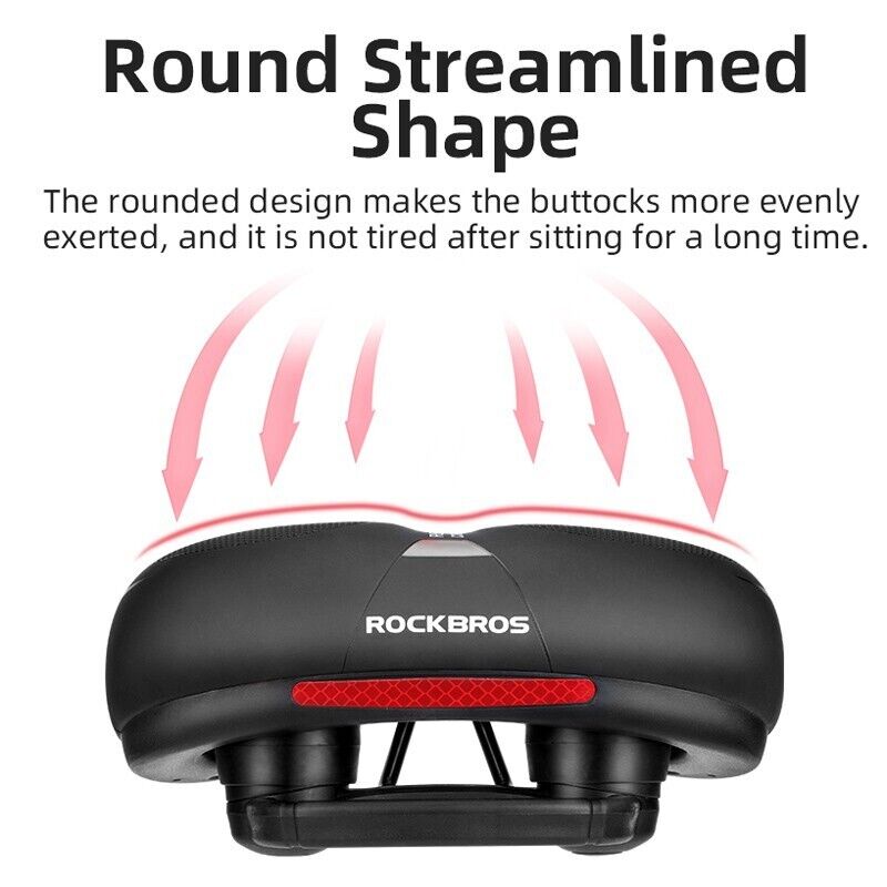 ROCKBROS Bicycle Saddle Shockproof Leather Cushion Reflective Cycling Bike Seat With Handle