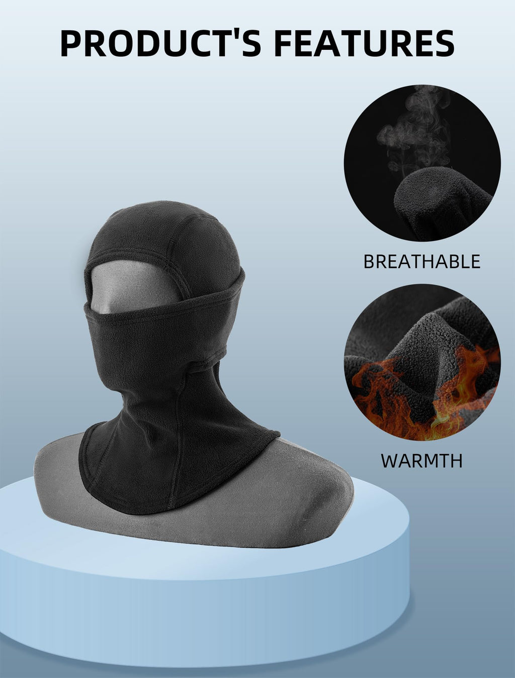 ROCKBROS Winter Windproof Thermal Fleece Balaclava Ski Mask for Men Women