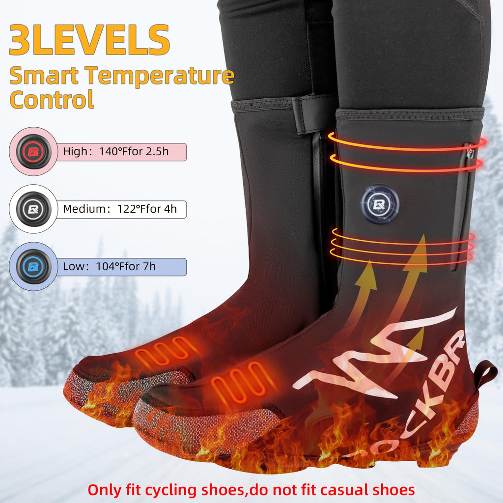 ROCKBROS Heated Cycling Shoe Covers with 5000mAh Battery Water-Resistant