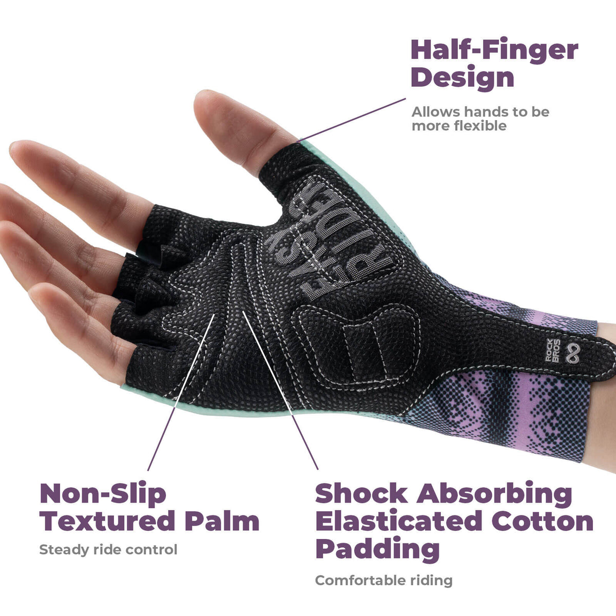 ROCKBROS Half-Finger Women Cycling Gloves Summer Gradient