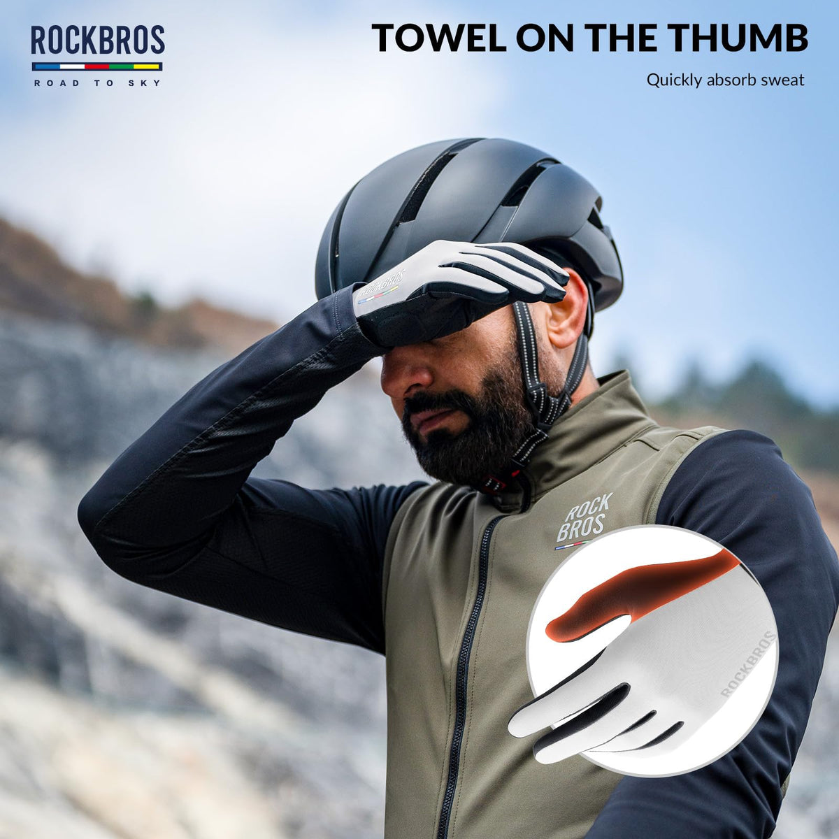 ROCKBROS Road-to-Sky Spring Summer Cycling Gloves Full Finger Touch Screen