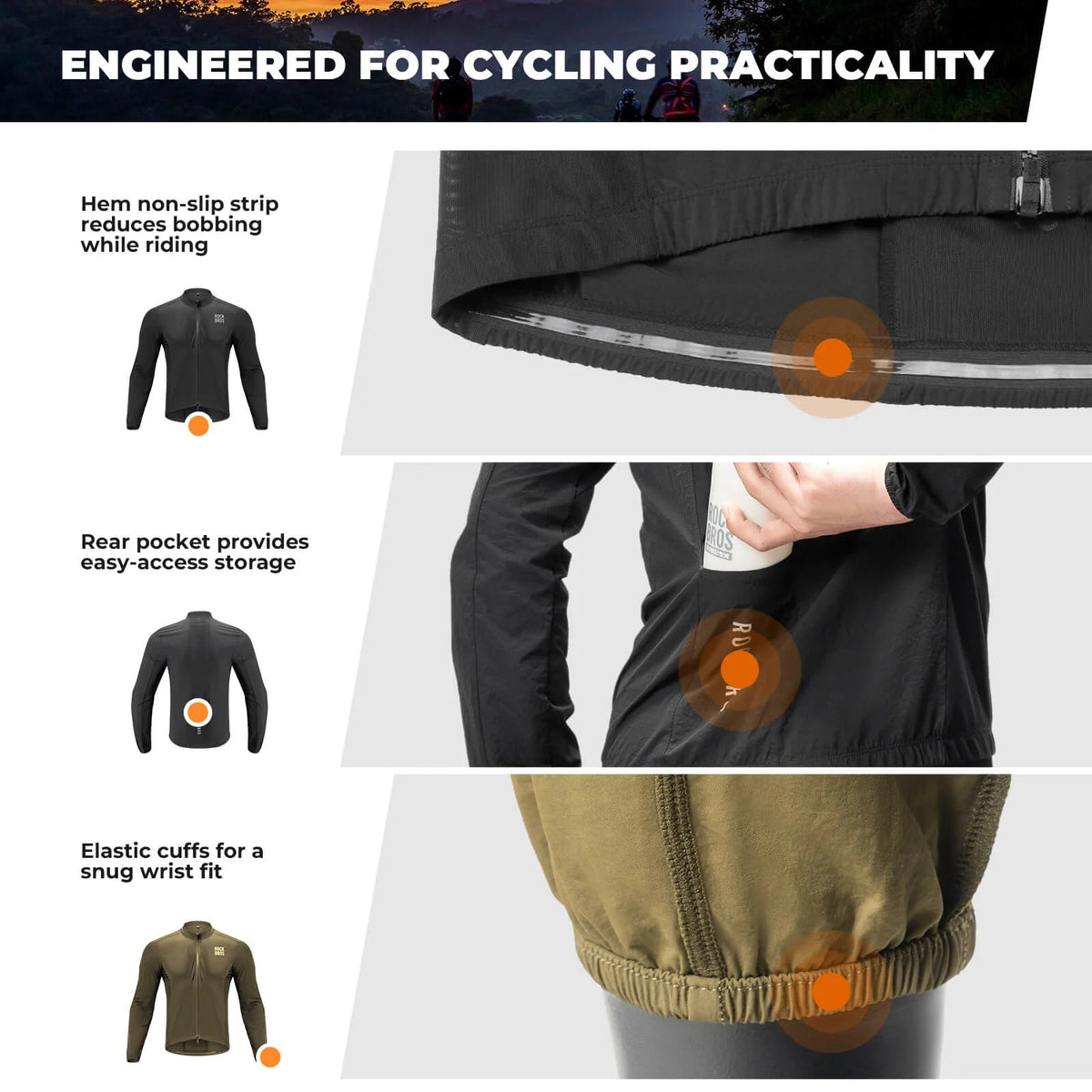 Cycling Windbreaker Jacket Foldable Long-Seeved