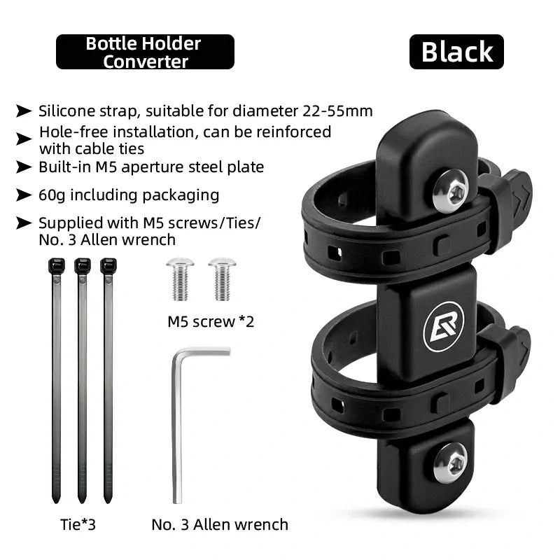 Bike Bottle Cage Adapter Converter with Silicone Strap