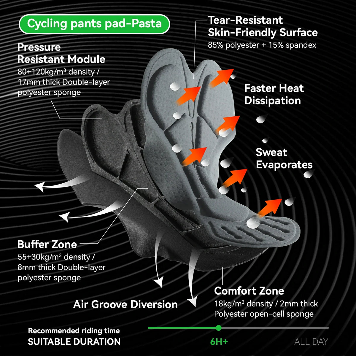 Men's Cycling Pants Breathable Padded For Summer & Fall-Pasta