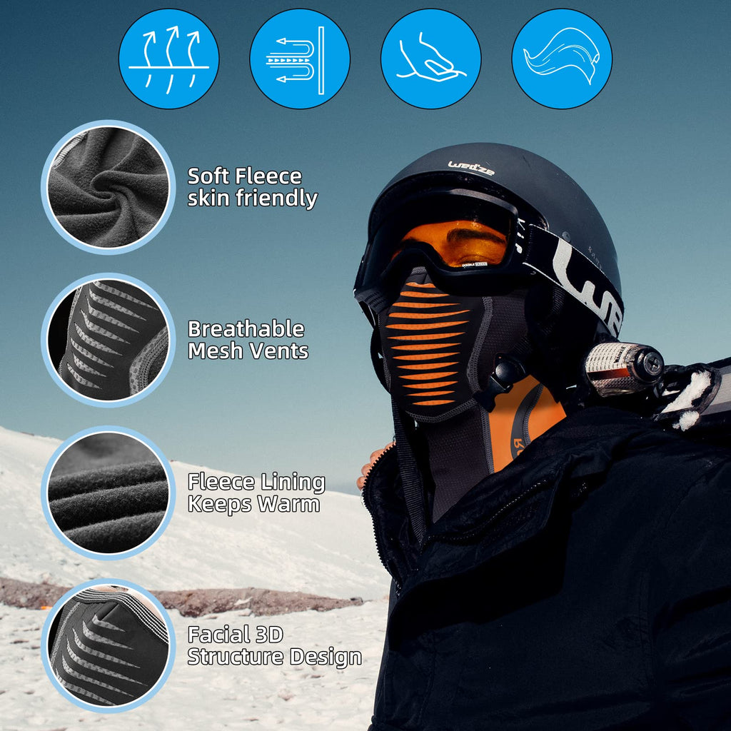 ROCKBROS Ski Mask Winter Balaclava Windproof Fleece Thermal Neck Gaiter