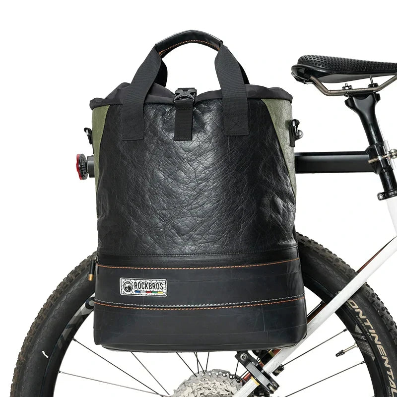 Sustainable Recycled Tire Bike Panniers 12L ROAD TO SKY