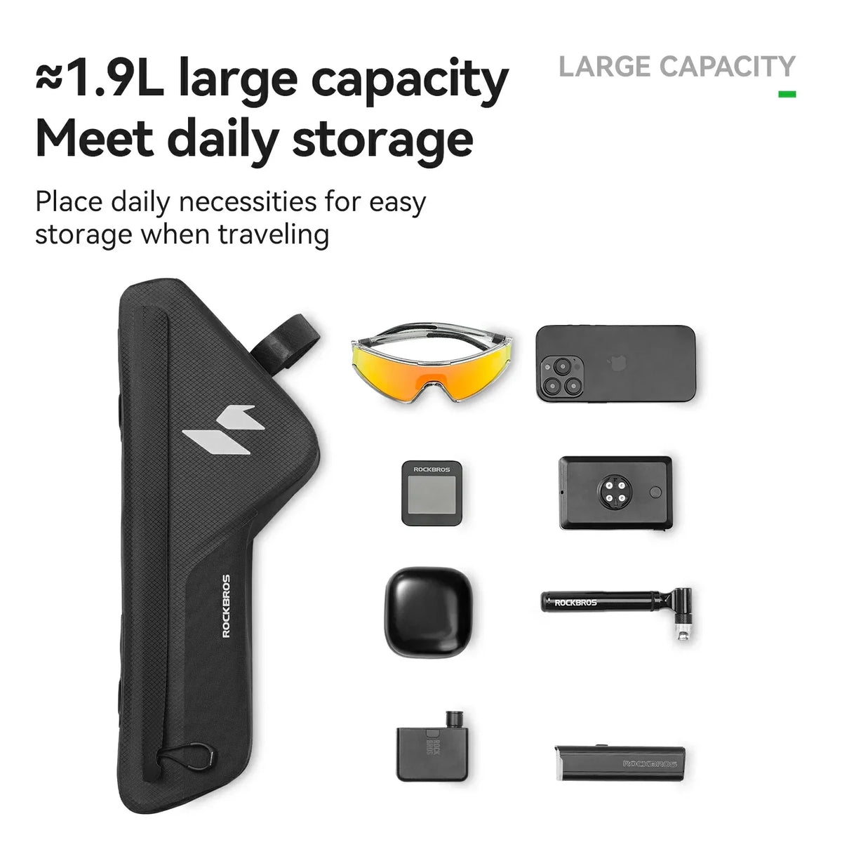 RideMate 100% Waterproof Frame Bag 1.9L Down Tube Bag